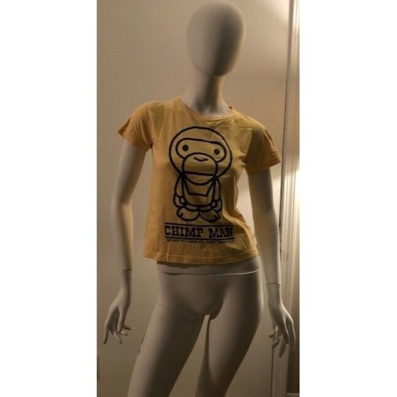 PREOWNED UNISEX BAPE A BATHING APE A.SNKA BABY MILO YELLOW T SHIRT SIZE XSMALL - Picture 1 of 5
